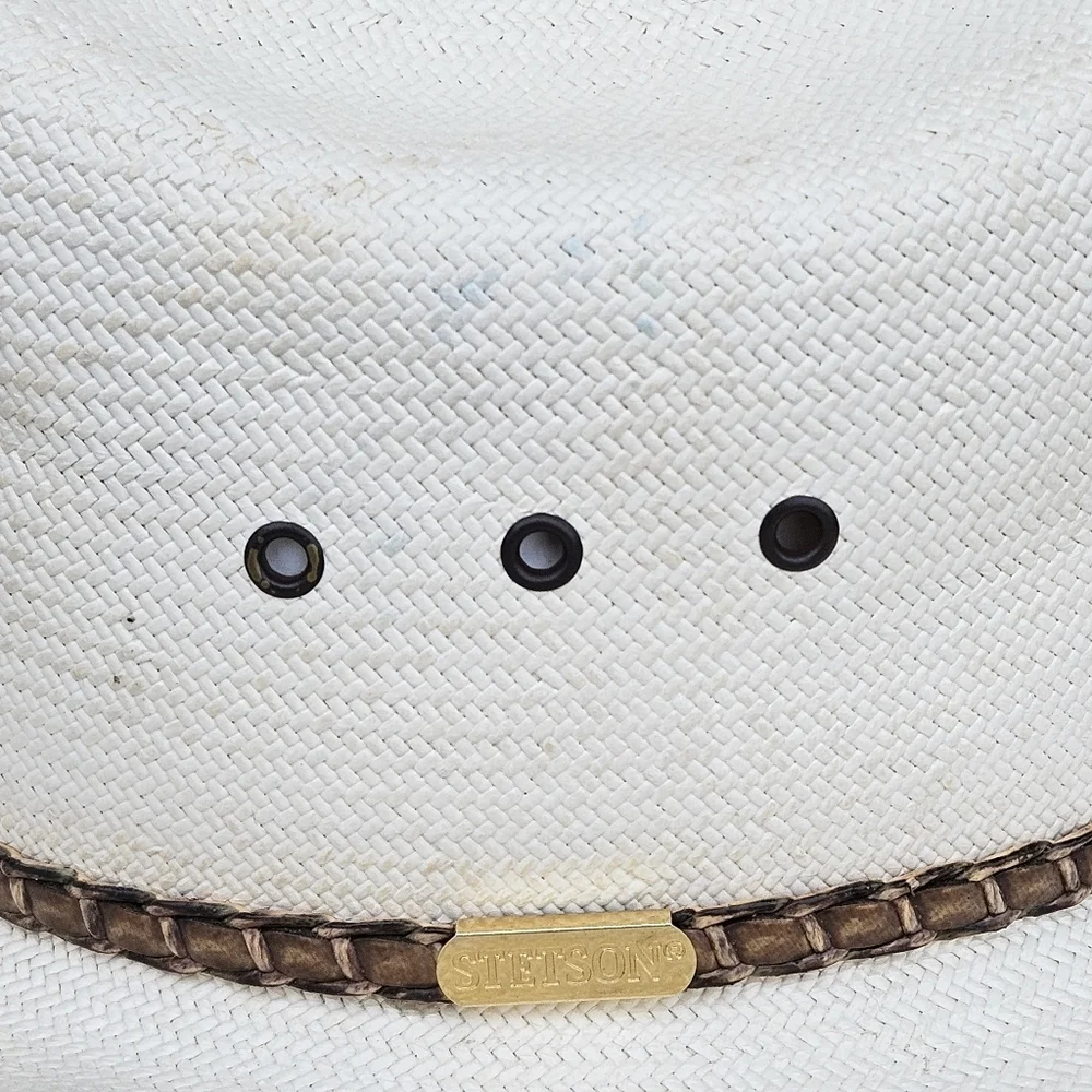 Vtg Stetson 8X Shantung Panama Cowboy Western Rodeo Straw Hat USA Size 6 3/4